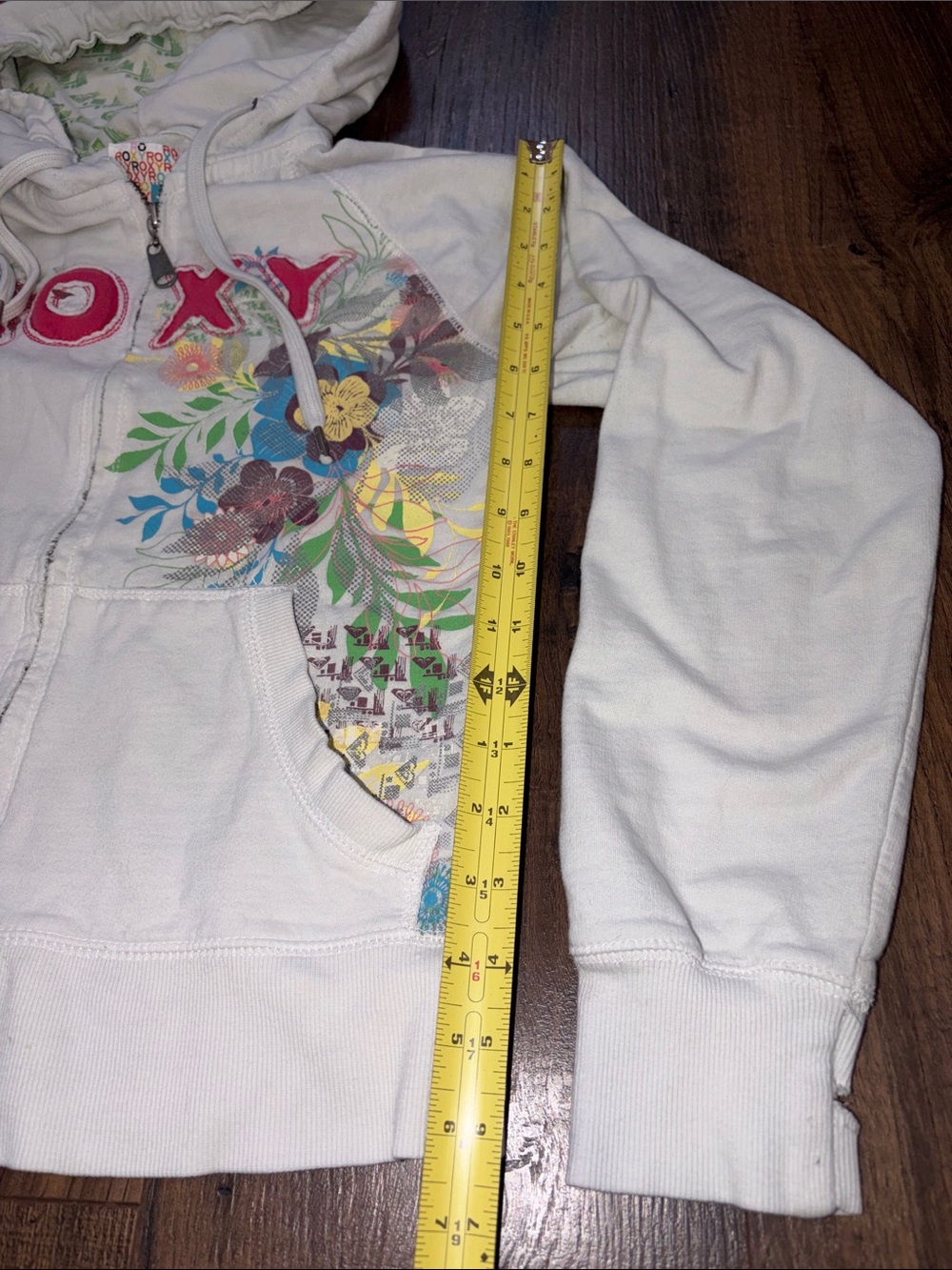 Roxy Zip Up Hoodie with Pink Logo and Multicolor Floral Print - Picture 11 of 14